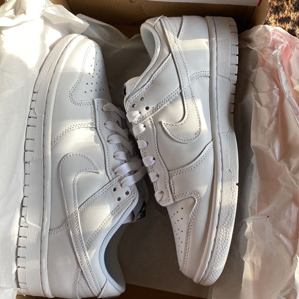Womens 7.5 Nike all white low dunk dunks BNWT sold out. I ship same day